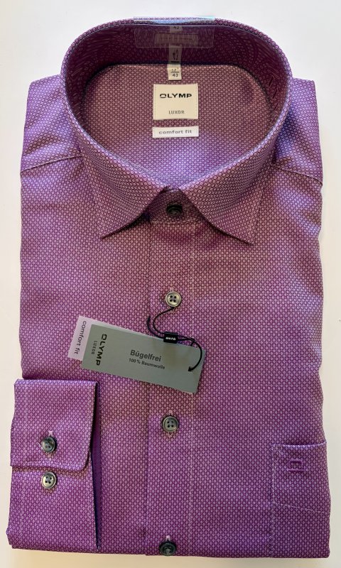 Olymp purple patterned long sleeved shirt