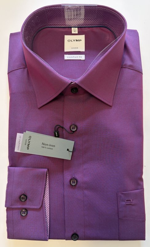 Olymp plain purple long sleeve shirt