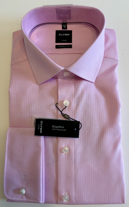 Olymp pink self-patterned shirt