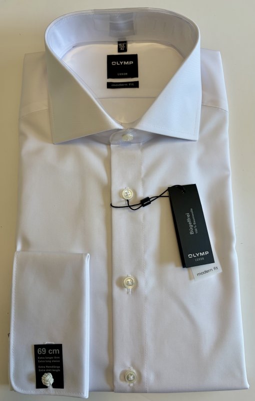 Olymp Luxor white shirt with XL sleeves