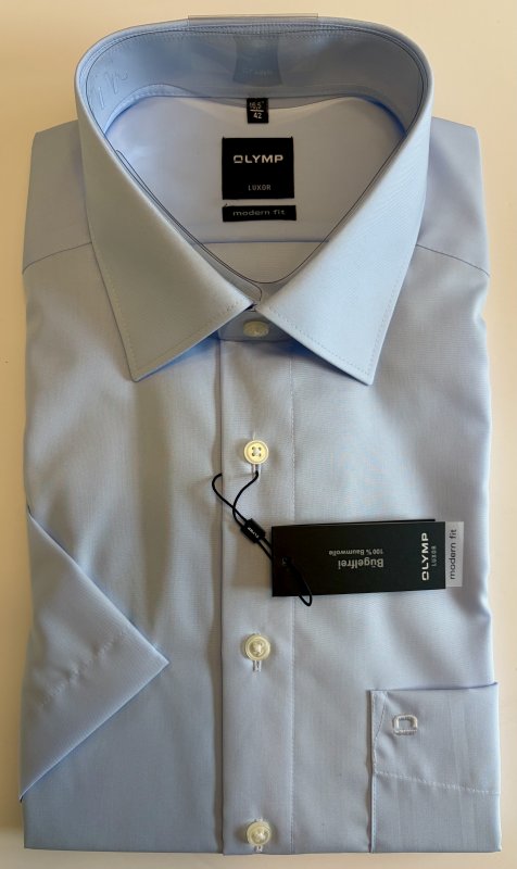 Olymp Luxor short sleeved blue shirt