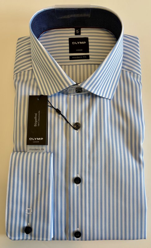 Olymp Luxor striped blue shirt
