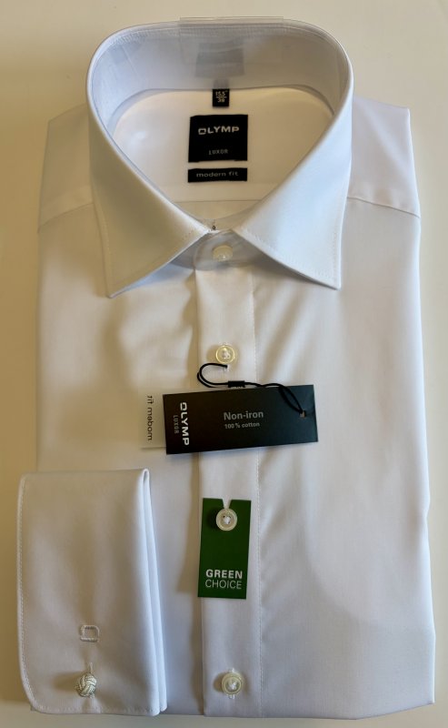 Olymp white cotton long sleeve shirt