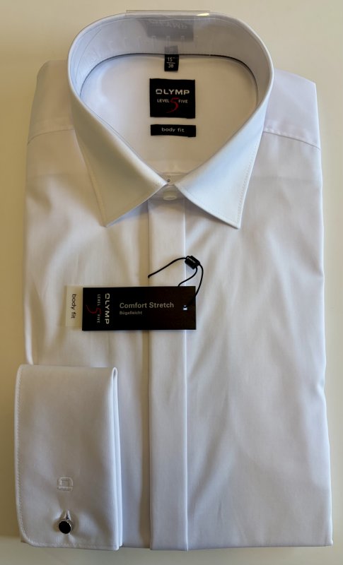 Olymp body fit long sleeve white shirt