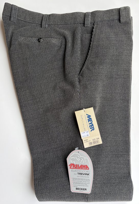 Wool corduroy trousers by Meyer - charcoal