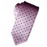 Pale pink silk tie with navy spots
