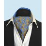 Mid blue cravat with gold and bronze Paisley pattern