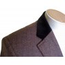 Brown tweed suit with velvet collar