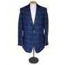Blue tweed suit with velvet collar