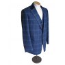 Blue tweed suit with velvet collar