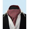 Silk cravat: red with small blue Paisley pine cones