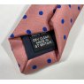 Silk tie: mid pink with mid blue spots