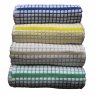 100% cotton tea towels checked pattern blue yellow green beige